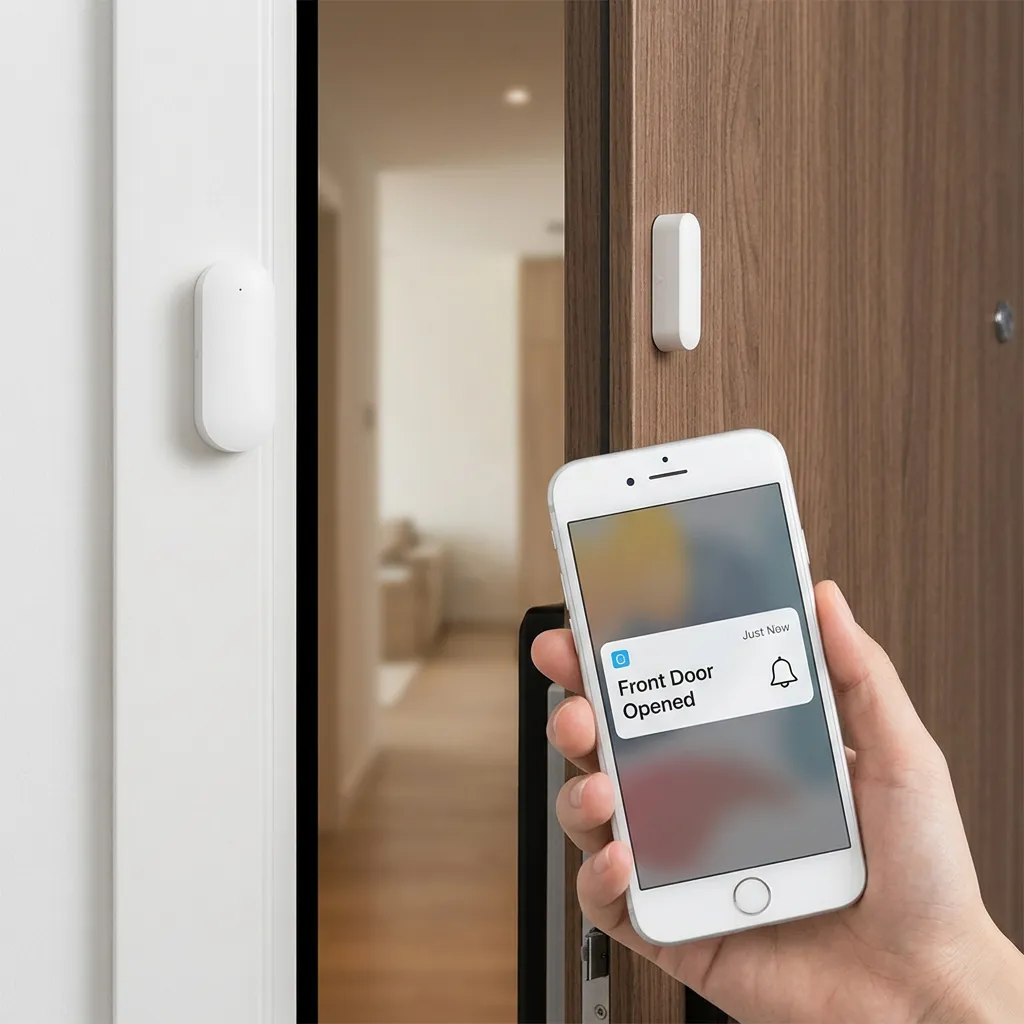 Phone push notification when door opens